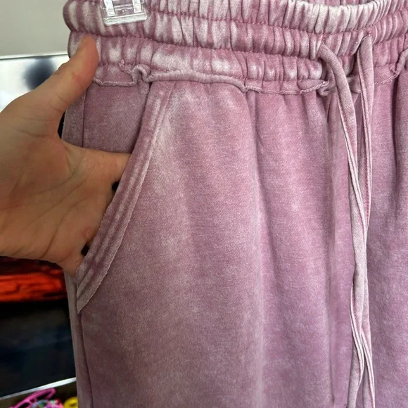 NWOT Zenana Outfitters Dusty Rose Wide Leg Sweatpants - Picture 3 of 8